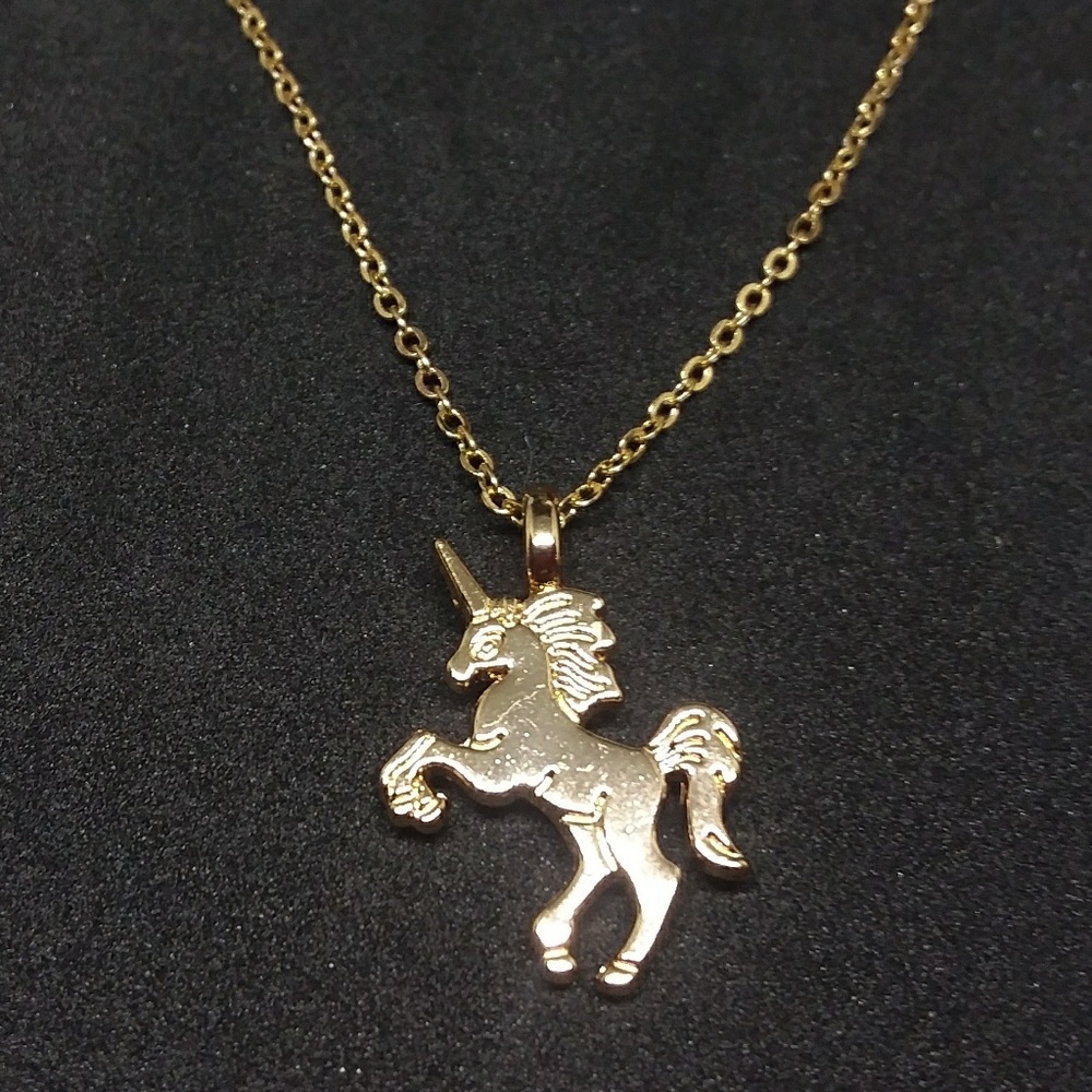 Petite Gold Tone Unicorn Necklace